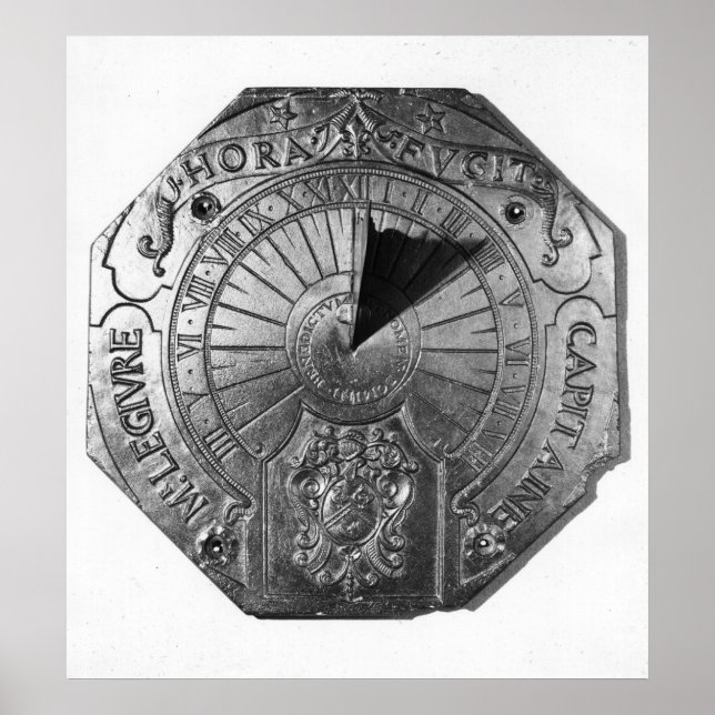 Poster Cadran solaire portable, du château de Sierk 1756 (Devant)