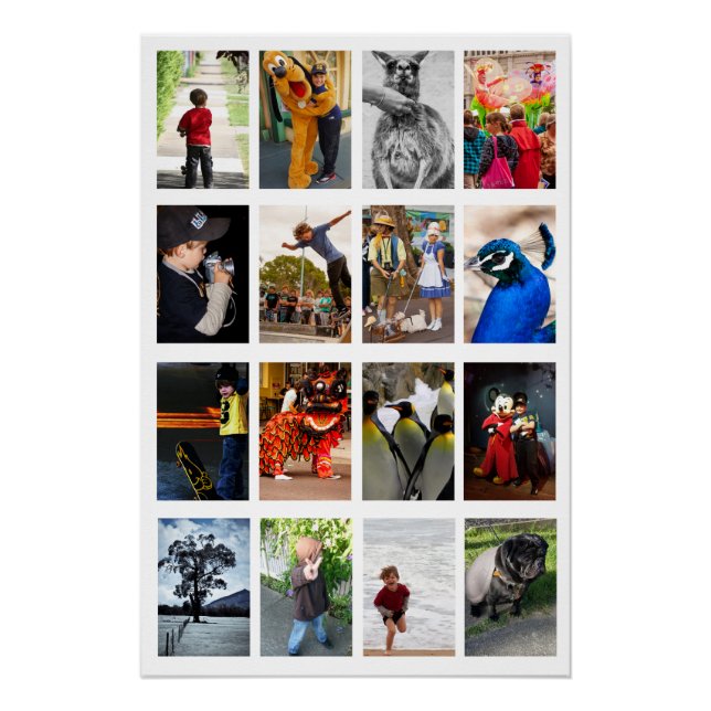 Poster Cadre blanc 16 Images photo do-it-yourself mur Mod (Devant)