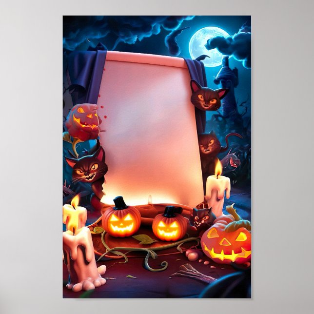 Poster Cadre d'affiche d'invitation blanc Halloween #12 (Devant)