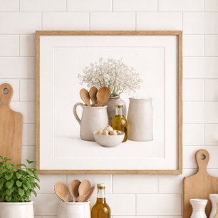 Poster Cadre d'art de ferme de cuisine neutre prêt à l'em