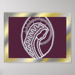 Poster Cadre de bordure argent or élégant photo personnal