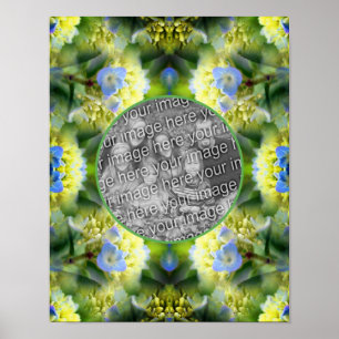Poster Cadre de fleurs Blue Hydrangea Créez votre propre 