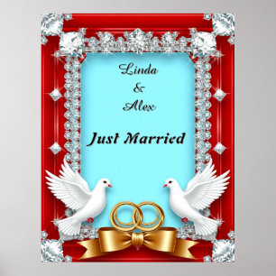 Poster Cadre de mariage élégant avec colombes blanches