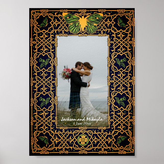 Poster Cadre de noeud celtique d'or (Devant)