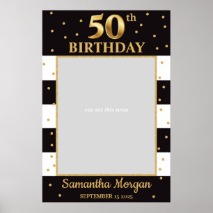 Poster Cadre de photo de 50e anniversaire or et noir acce
