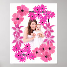 Cadre de photo de fleurs peintes en rose