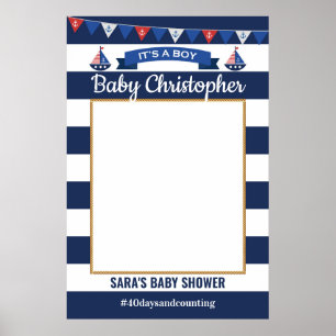 Poster Cadre de photo pour Baby Shower « Ahoy C'est un ga