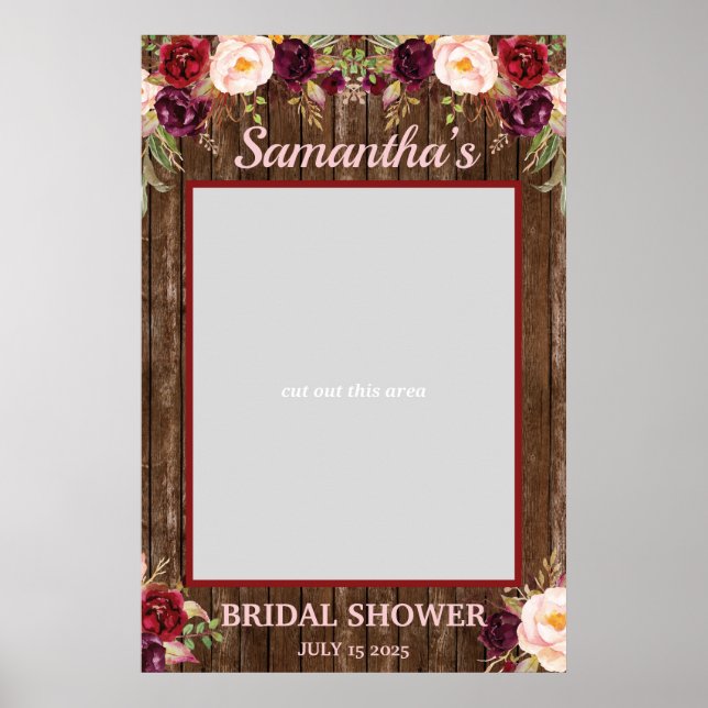Poster Cadre de photo rustique Marsala Bourgogne Floral P (Devant)