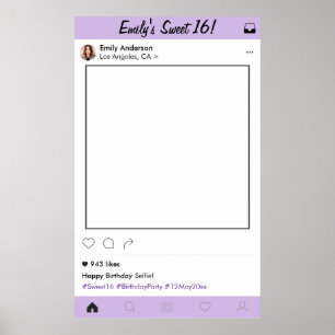 Poster Cadre de photomaton de fête pour Sweet 16 Quincean