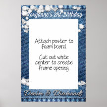 Cadre de photomaton en Denim et Diamants Prop Affi