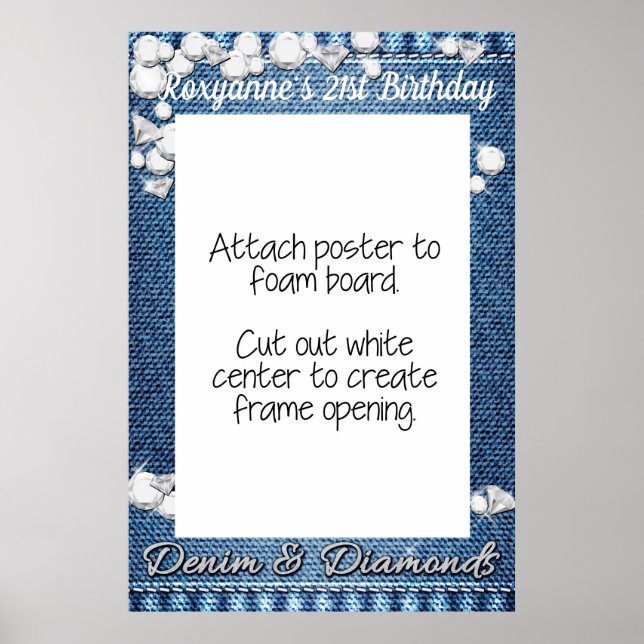 Poster Cadre de photomaton en Denim et Diamants Prop Affi (Devant)