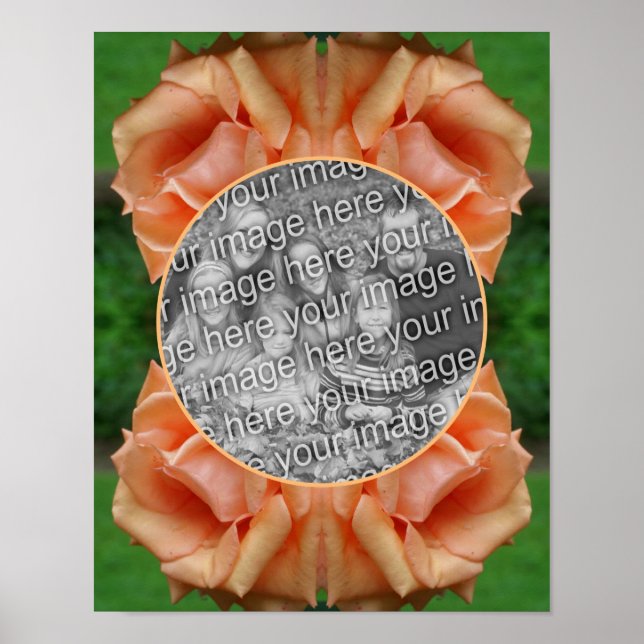 Poster Cadre de rose de pêche en fleurs Créez votre propr (Devant)
