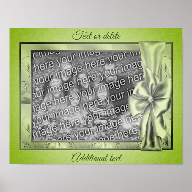 Poster Cadre de ruban de satin vert Créer votre propre ph (Devant)