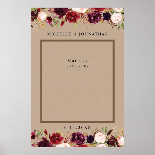 Poster Cadre de selfie pour photo de fleurs en Kraft rust (Devant)