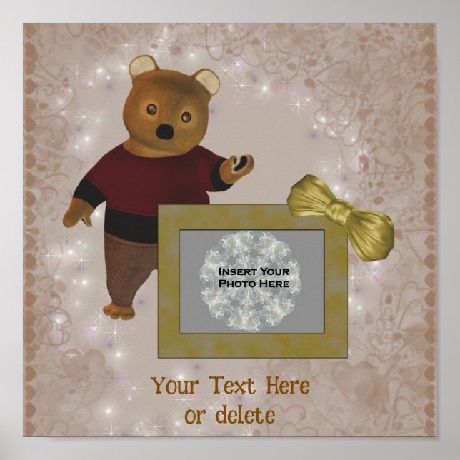 Poster Cadre d'ours Brown mignon Photo personnalisée (Devant)