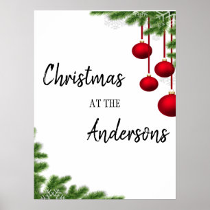 Poster cadre en pin familial ornements de Noël vacances