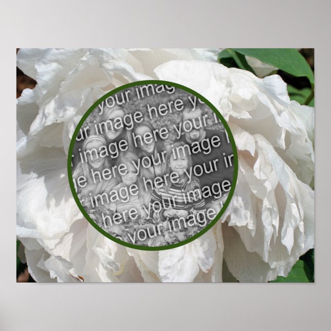 Poster Cadre Fleur Peony Blanc Créer Votre Propre Photo (Devant)