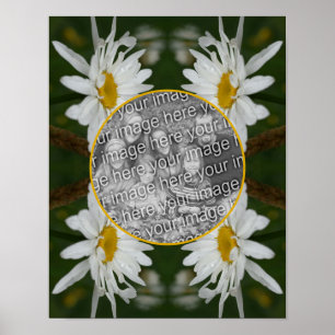 Poster Cadre Fleurs Faisées Blanches Créer Votre Propre P