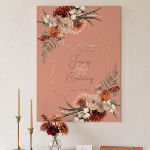 Poster Cadre Floral Boho Rust et Neutre Automne Pêche Rou