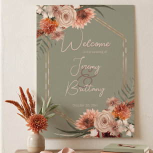 Poster Cadre floral Boho Rust & Neutre Automne Vert Sauge