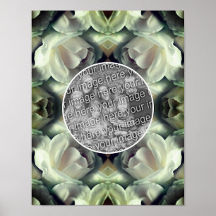 Poster Cadre Floral Rose Blanche Créez votre propre photo