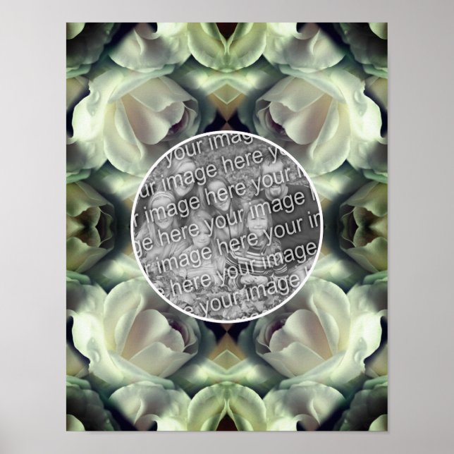 Poster Cadre Floral Rose Blanche Créez votre propre photo (Devant)