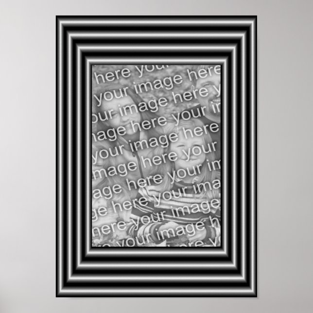 Poster Cadre Frontal Noir Et Argent Ajouter Votre Photo (Devant)