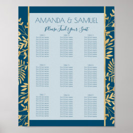 Poster Cadre moderne bleu et or