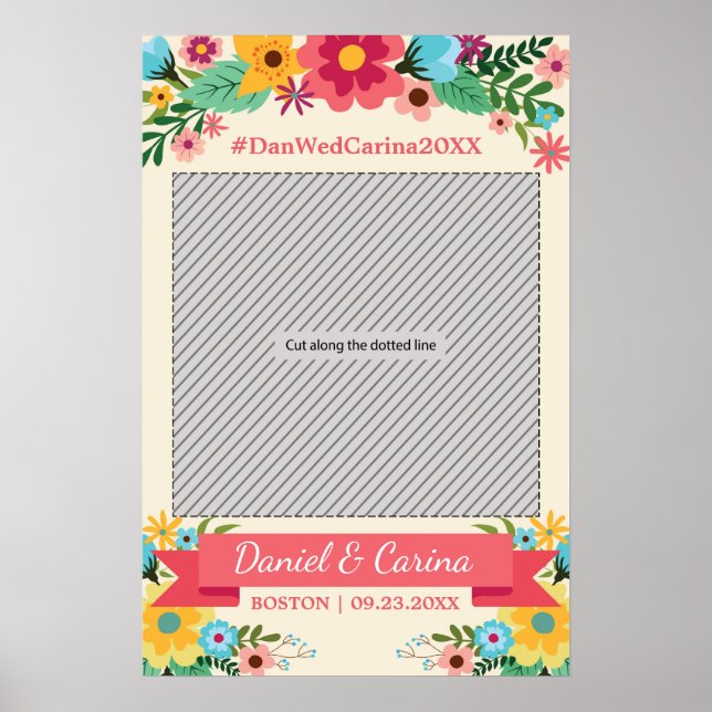 Poster Cadre photo de mariage floral accessoires (Devant)
