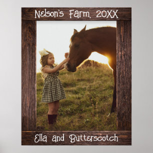 Poster Cadre photo faux modifiable en bois brun rustique