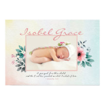 Cadre photo floral pour bébé avec Verse biblique