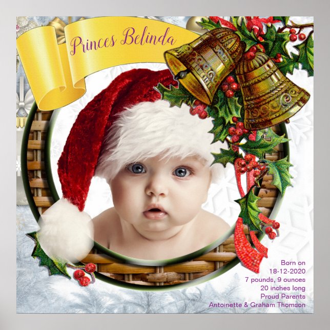 Poster Cadre photo pour bébé de Noël (Devant)