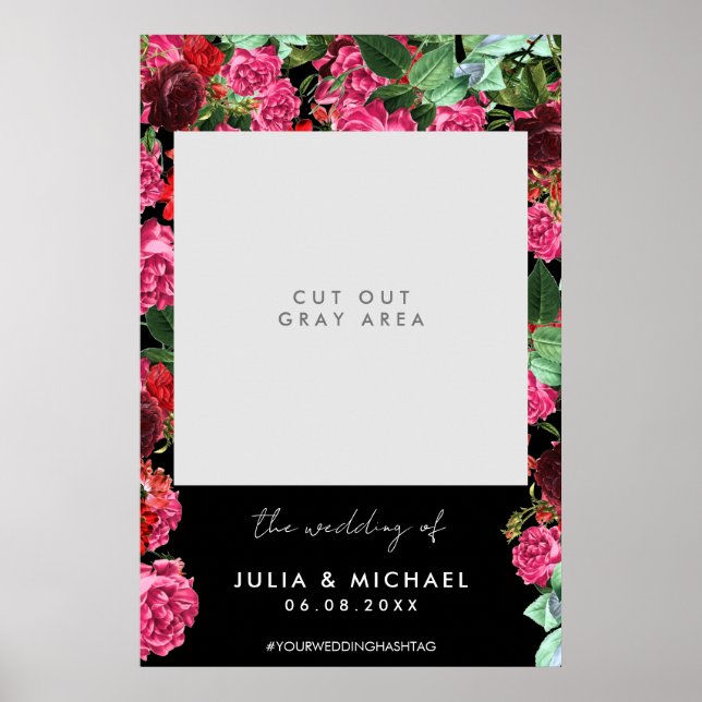 Poster Cadre photo Selfie Mariage Floral Prop (Devant)