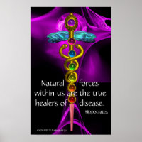 CADUCUS D'OR, 7 CHAKRAS, VIOLET ROSE Médicale, Yog