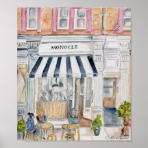 Café à London Watercolor Imprimer l'affiche