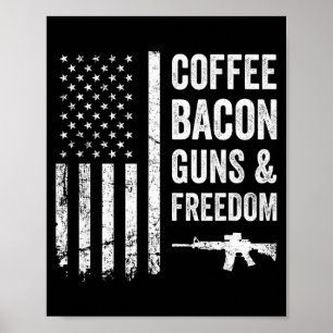 Poster Café Bacon Armes & Dom - Barbecue Grill Drôle