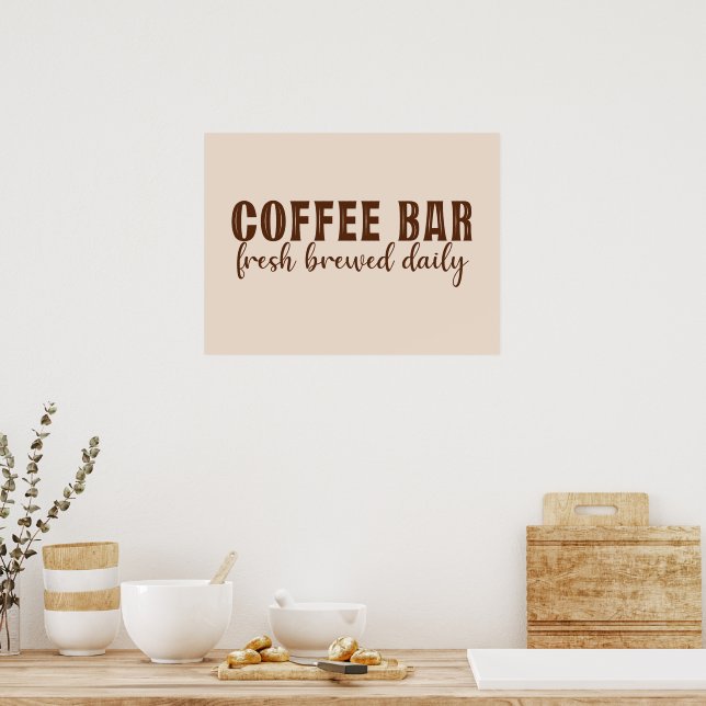 Poster Café Bar frais brassé tous les jours (Cuisine)