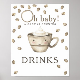 Poster Café brassage baby shower Boissons