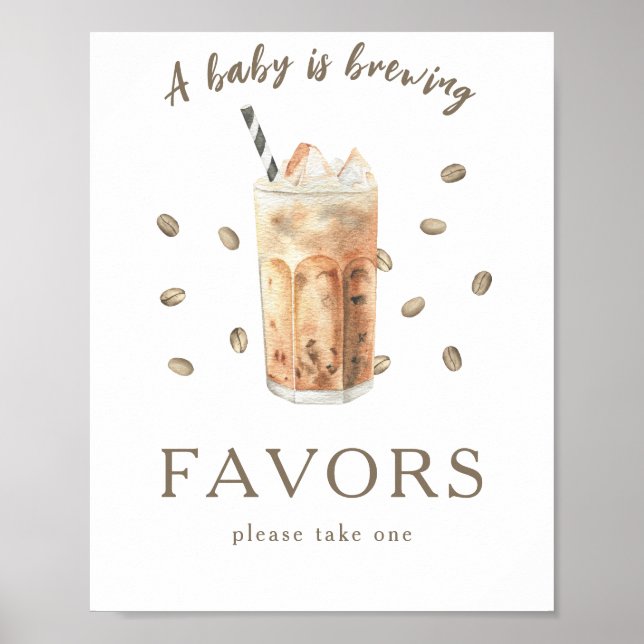 Poster Café brassage baby shower Faveurs (Devant)