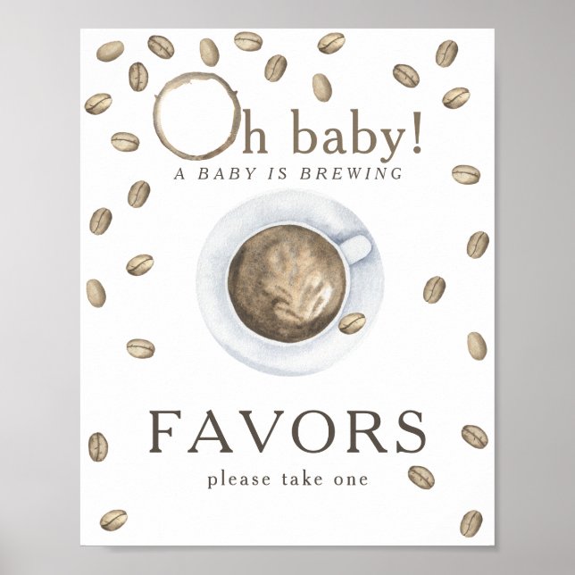 Poster Café brassage baby shower Faveurs (Devant)