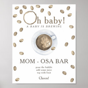 Poster Café brassage baby shower Momosa bar
