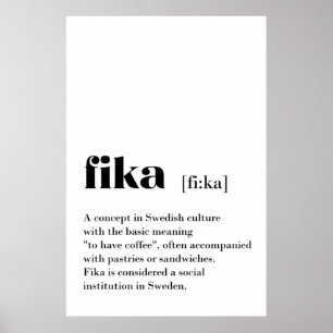 Poster Café classique Fika Définition Suède