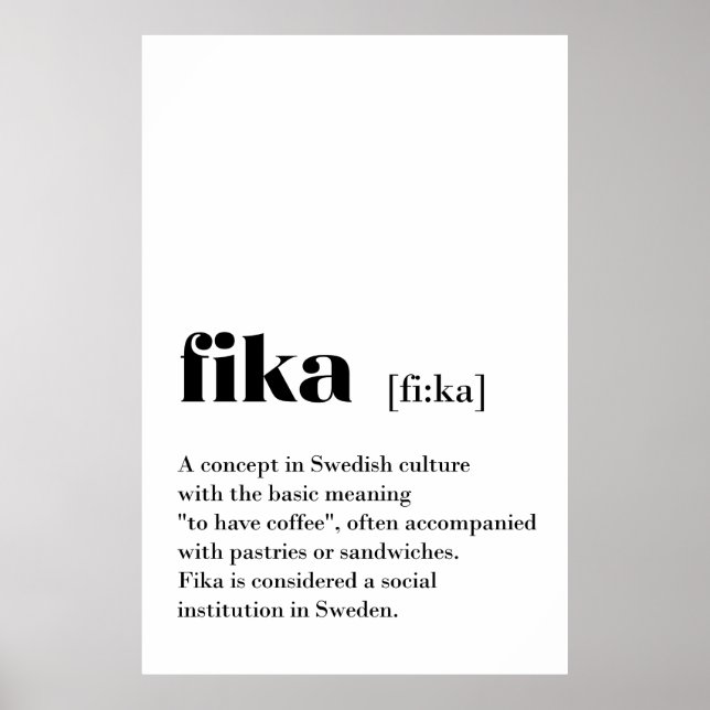 Poster Café classique Fika Définition Suède (Devant)