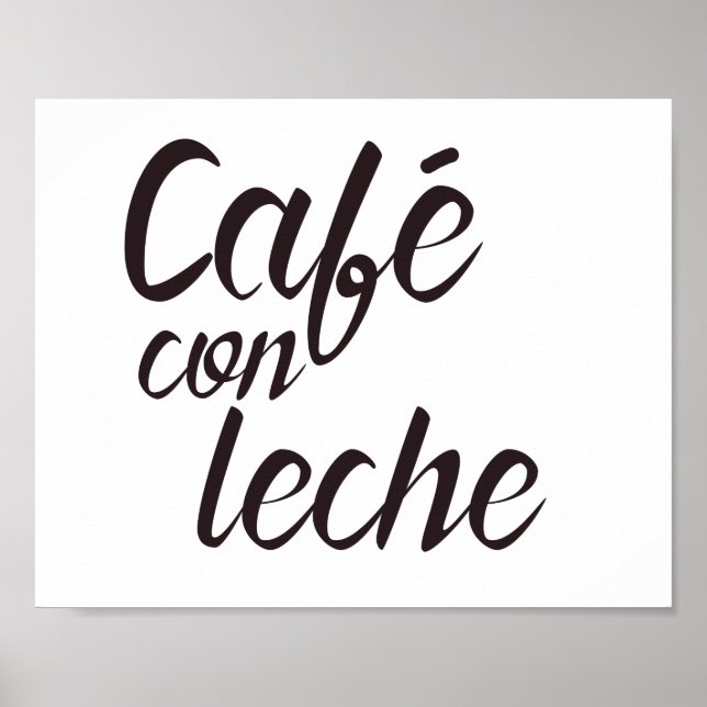 Poster Café con Leche Espagnol Café Word Art (Devant)