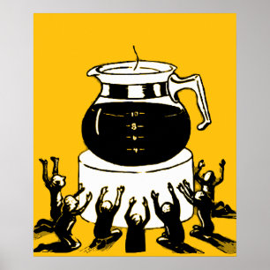Poster Café de culte Vintage rétro, Café de culte amusant