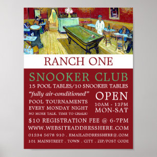 Poster Café de nuit, Van Gogh, Pool Club, Snooker Club