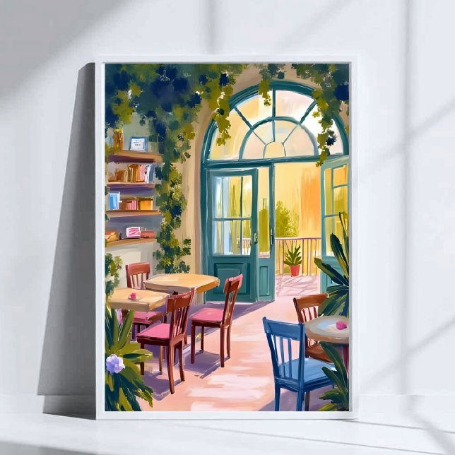 Poster Café du Jardin | Peinture Aquarelle Botanique (Créateur téléchargé)