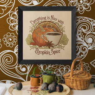 Poster Café épice citrouille Vintage Art nouveau inspiré