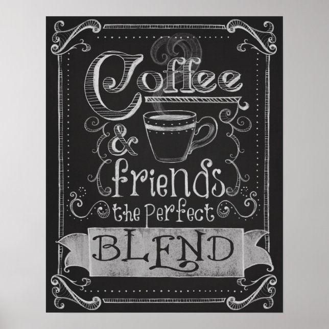 Poster Café et amis Chalk Board Art (Devant)