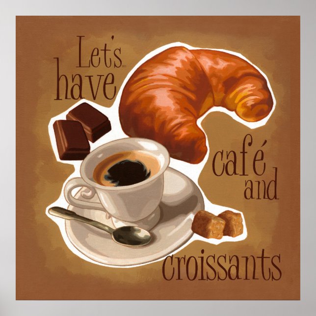 Poster Café et croissants (Devant)